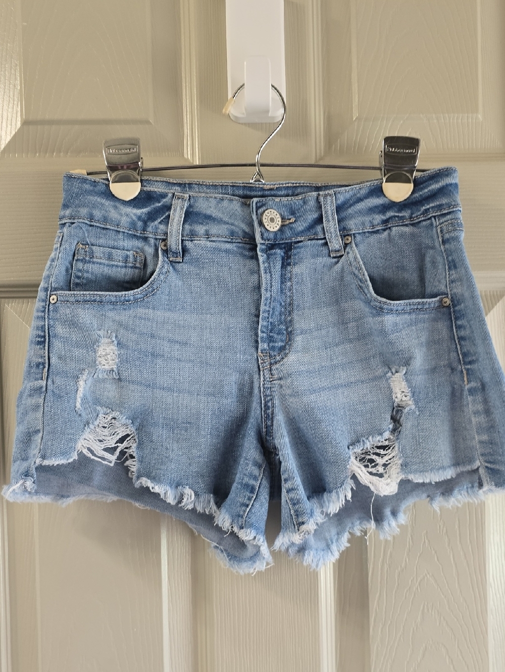 refuge Light Wash Distressed Denim Cutoff Shorts